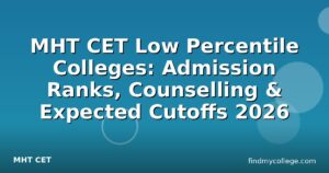 MHT CET Low Percentile Colleges: Admission Ranks, Counselling & Expected Cutoffs 2026