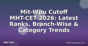 Mit-Wpu Cutoff MHT-CET 2026: Latest Ranks, Branch-Wise & Category Trends