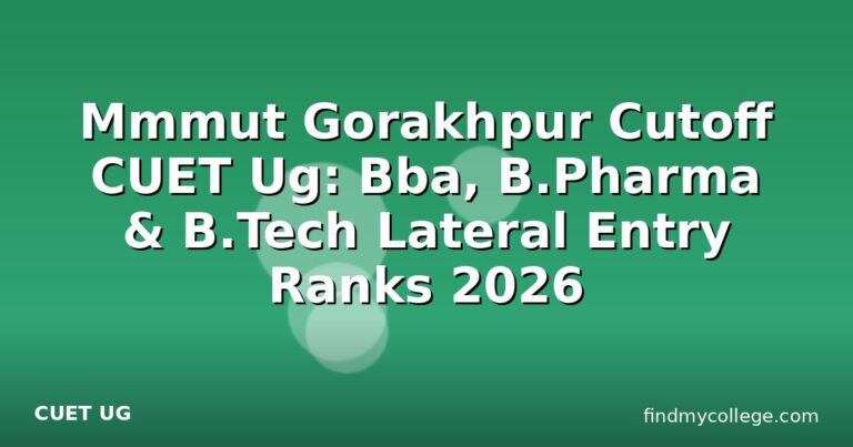 Mmmut Gorakhpur Cutoff CUET Ug: Bba, B.Pharma & B.Tech Lateral Entry Ranks 2026