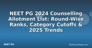NEET PG 2024 Counselling Allotment List: Round-Wise Ranks, Category Cutoffs & 2025 Trends