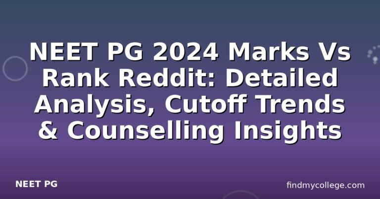 NEET PG 2024 Marks Vs Rank Reddit: Detailed Analysis, Cutoff Trends & Counselling Insights
