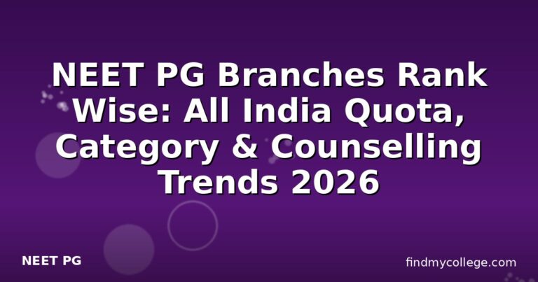 NEET PG Branches Rank Wise: All India Quota, Category & Counselling Trends 2026