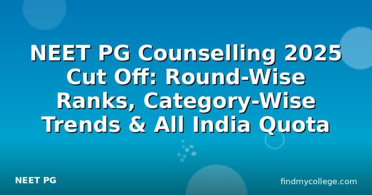 NEET PG Counselling 2025 Cut Off: Round-Wise Ranks, Category-Wise Trends & All India Quota