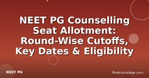 NEET PG Counselling Seat Allotment: Round-Wise Cutoffs, Key Dates & Eligibility