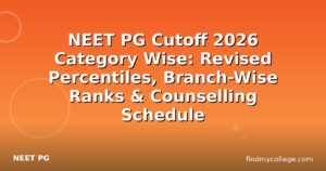 NEET PG Cutoff 2026 Category Wise: Revised Percentiles, Branch-Wise Ranks & Counselling Schedule