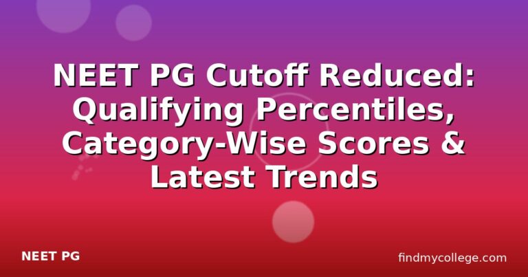 NEET PG Cutoff Reduced: Qualifying Percentiles, Category-Wise Scores & Latest Trends