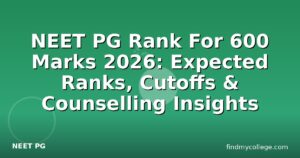 NEET PG Rank For 600 Marks 2026: Expected Ranks, Cutoffs & Counselling Insights