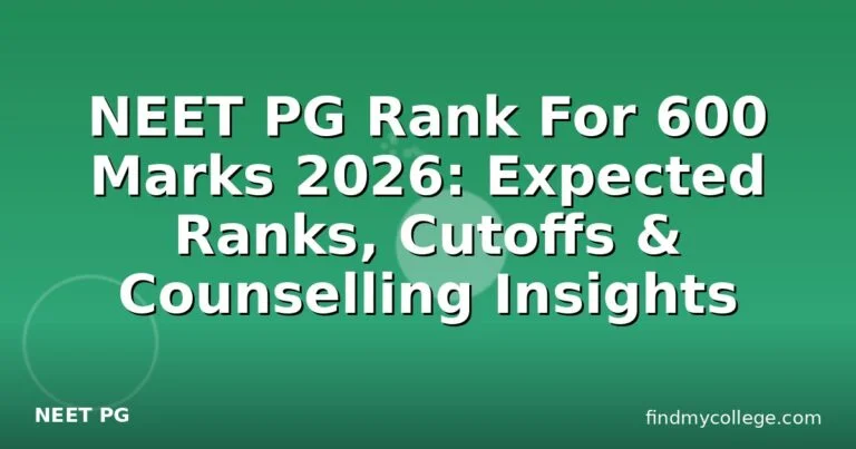 NEET PG Rank For 600 Marks 2026: Expected Ranks, Cutoffs & Counselling Insights