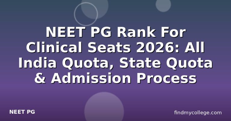 NEET PG Rank For Clinical Seats 2026: All India Quota, State Quota & Admission Process