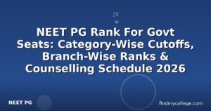 NEET PG Rank For Govt Seats: Category-Wise Cutoffs, Branch-Wise Ranks & Counselling Schedule 2026