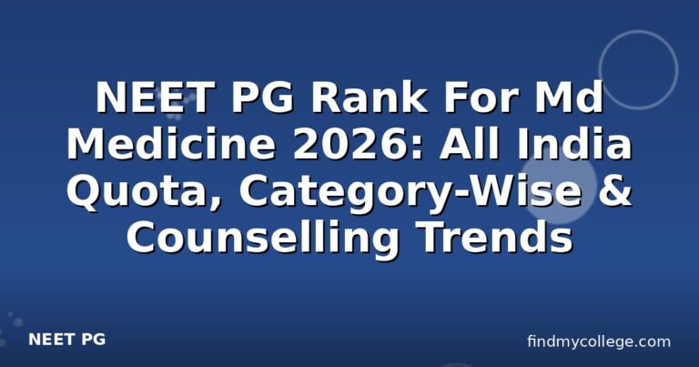 NEET PG Rank For Md Medicine 2026: All India Quota, Category-Wise & Counselling Trends