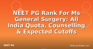 NEET PG Rank For Ms General Surgery: All India Quota, Counselling & Expected Cutoffs