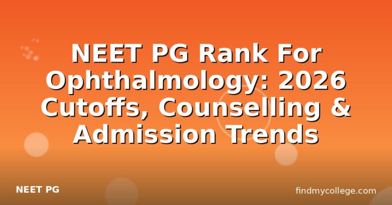 NEET PG Rank For Ophthalmology: 2026 Cutoffs, Counselling & Admission Trends