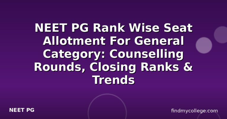 NEET PG Rank Wise Seat Allotment For General Category: Counselling Rounds, Closing Ranks & Trends
