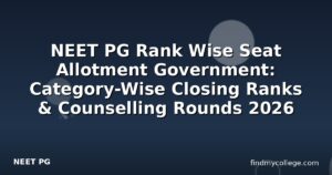 NEET PG Rank Wise Seat Allotment Government: Category-Wise Closing Ranks & Counselling Rounds 2026