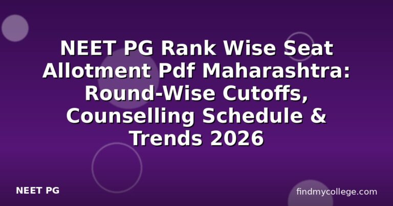NEET PG Rank Wise Seat Allotment Pdf Maharashtra: Round-Wise Cutoffs, Counselling Schedule & Trends 2026