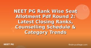 NEET PG Rank Wise Seat Allotment Pdf Round 2: Latest Closing Ranks, Counselling Schedule & Category Trends