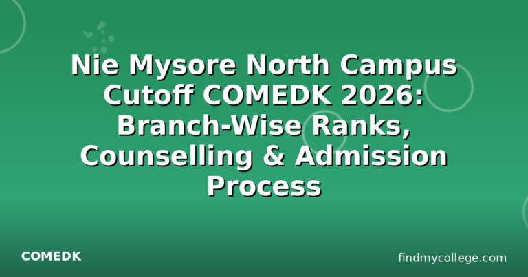 Nie Mysore North Campus Cutoff COMEDK 2026: Branch-Wise Ranks, Counselling & Admission Process