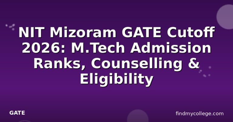 NIT Mizoram GATE Cutoff 2026: M.Tech Admission Ranks, Counselling & Eligibility