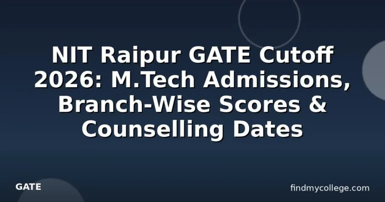 NIT Raipur GATE Cutoff 2026: M.Tech Admissions, Branch-Wise Scores & Counselling Dates