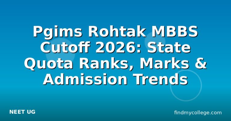 Pgims Rohtak MBBS Cutoff 2026: State Quota Ranks, Marks & Admission Trends