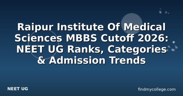 Raipur Institute Of Medical Sciences MBBS Cutoff 2026: NEET UG Ranks, Categories & Admission Trends