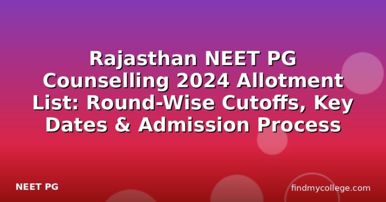 Rajasthan NEET PG Counselling 2024 Allotment List: Round-Wise Cutoffs, Key Dates & Admission Process
