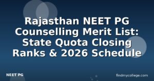 Rajasthan NEET PG Counselling Merit List: State Quota Closing Ranks & 2026 Schedule