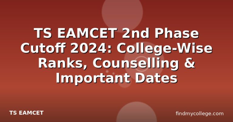 TS EAMCET 2nd Phase Cutoff 2024: College-Wise Ranks, Counselling & Important Dates