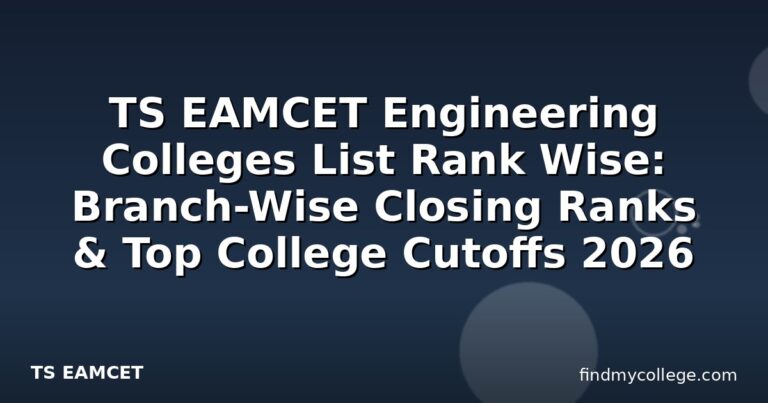 TS EAMCET Engineering Colleges List Rank Wise: Branch-Wise Closing Ranks & Top College Cutoffs 2026