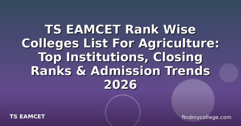 TS EAMCET Rank Wise Colleges List For Agriculture: Top Institutions, Closing Ranks & Admission Trends 2026