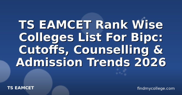 TS EAMCET Rank Wise Colleges List For Bipc: Cutoffs, Counselling & Admission Trends 2026