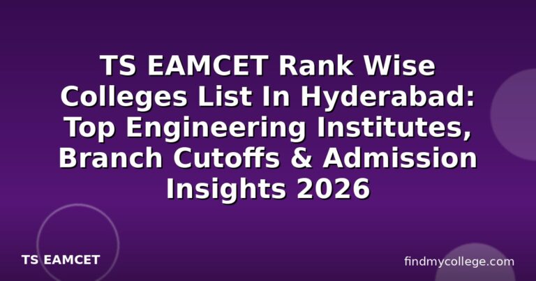 TS EAMCET Rank Wise Colleges List In Hyderabad: Top Engineering Institutes, Branch Cutoffs & Admission Insights 2026