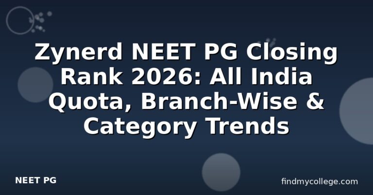 Zynerd NEET PG Closing Rank 2026: All India Quota, Branch-Wise & Category Trends