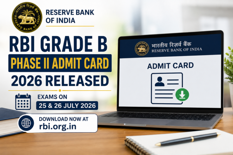 RBI Grade B Phase II Admit Card 2026 Released for 25-26 July Exams; Download at rbi.org.in