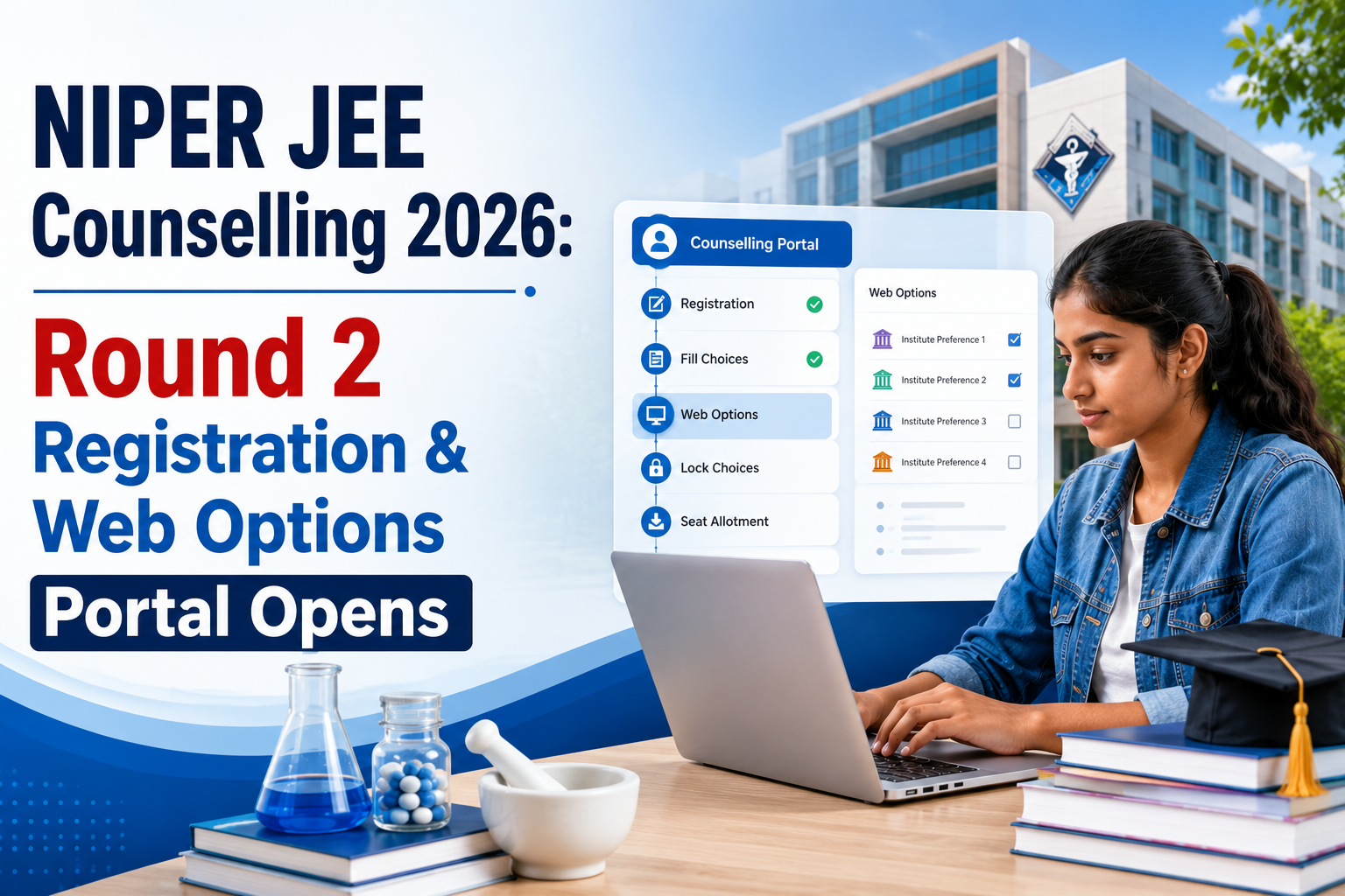 NIPER JEE Counselling 2026: Round 2 Registration & Web Options Portal Opens