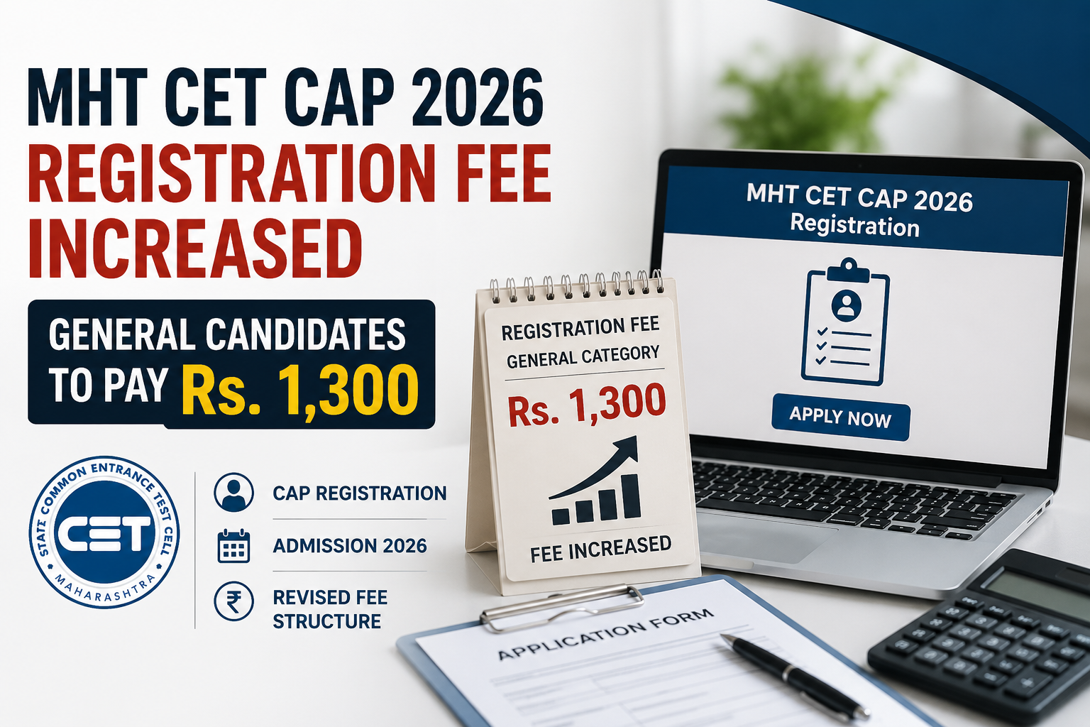 MHT CET CAP 2026 Registration Fee Increased: General Candidates to Pay Rs. 1,300