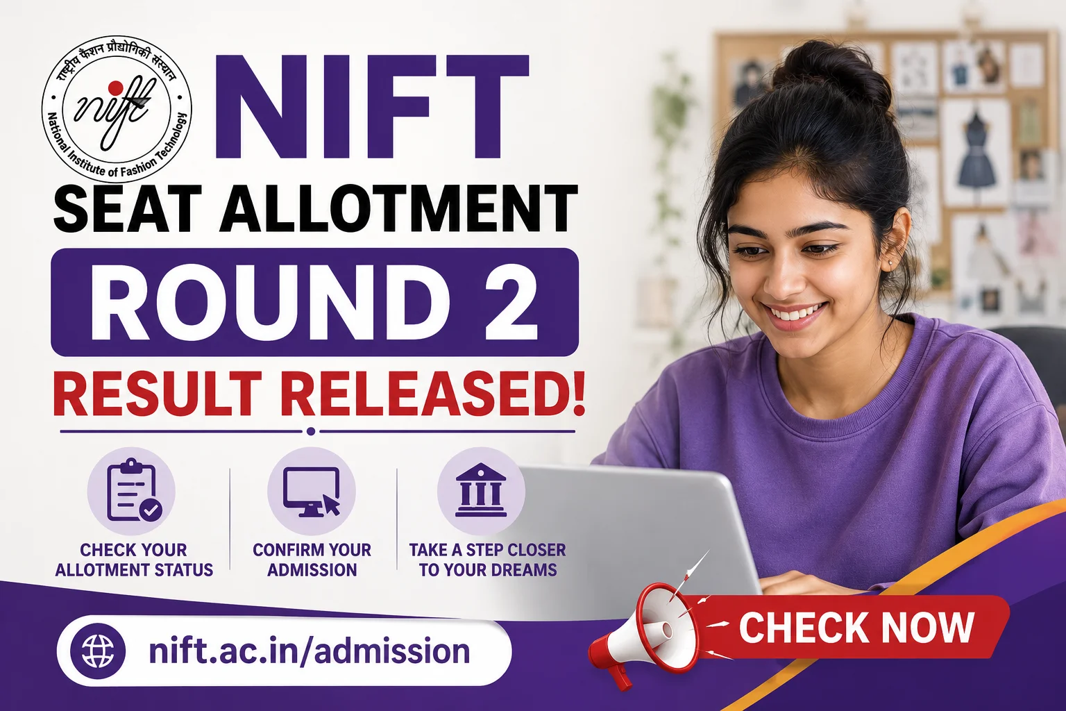 NIFT Seat Allotment Round 2 Result Released@nift.ac.in/admission; Check Now