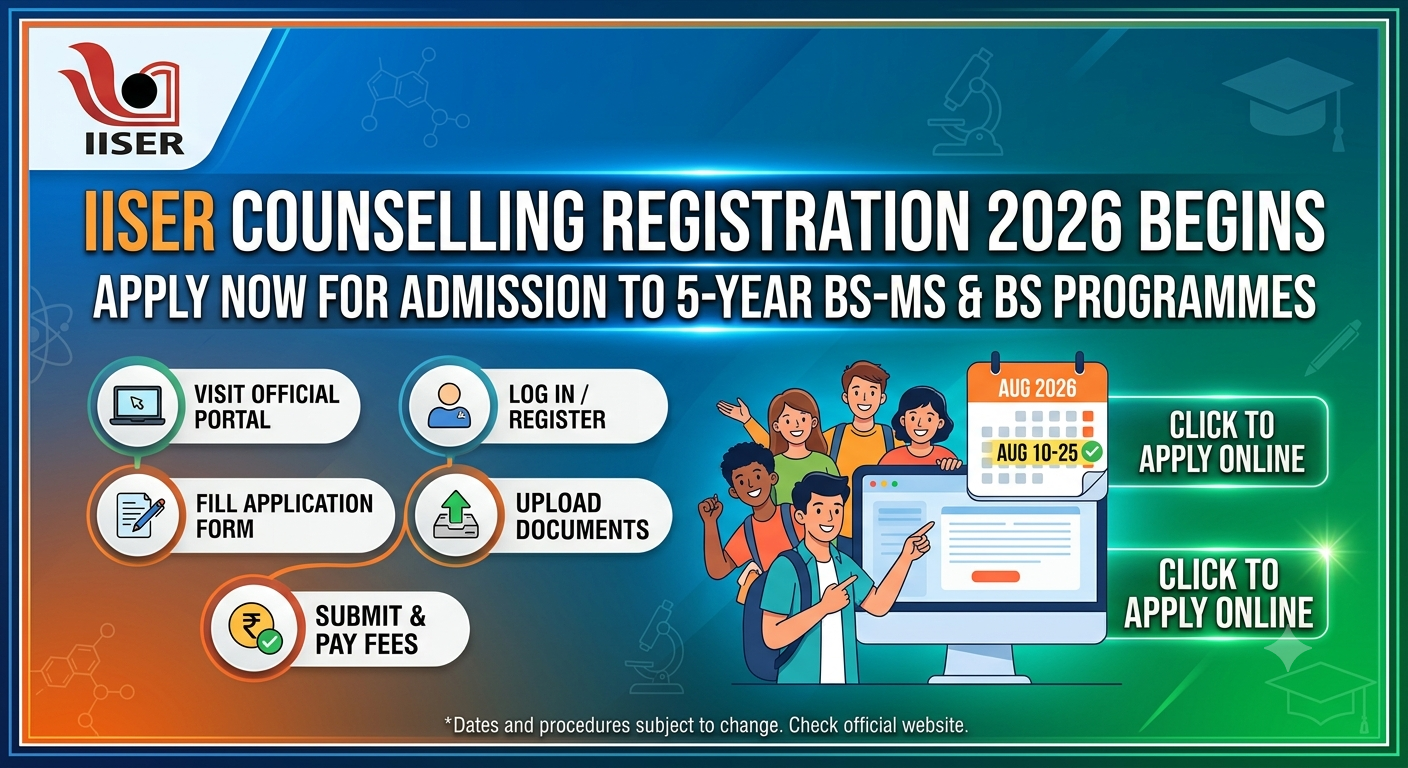 IISER Counselling Registration 2026 Begins Today at 5 PM
