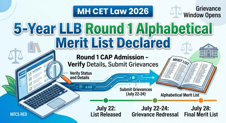 MH CET Law 2026: 5-Year LLB Round 1 Alphabetical Merit List Declared