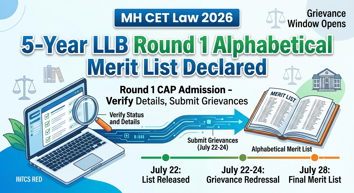 MH CET Law 2026: 5-Year LLB Round 1 Alphabetical Merit List Declared