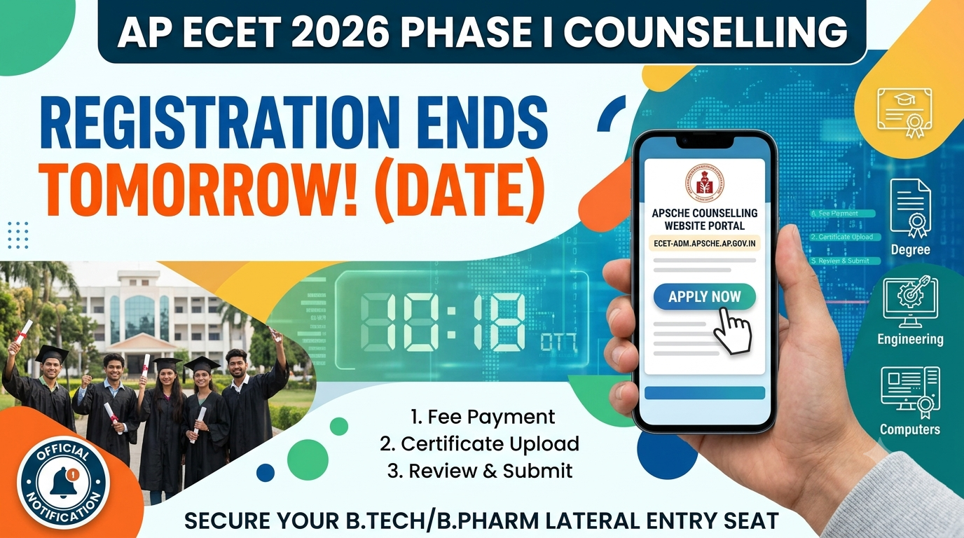 AP ECET 2026 Phase I Counselling Registration Ends Tomorrow