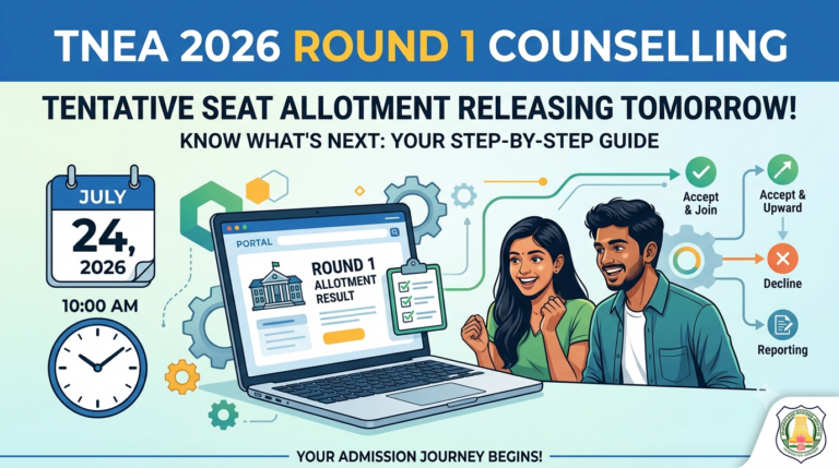 TNEA 2026 Round 1 Seat Allotment Releasing Tomorrow