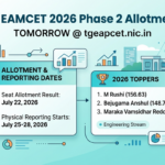 TS EAMCET 2026 Phase 2 Allotment Tomorrow