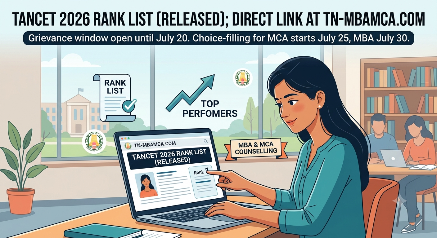 TANCET 2026 Rank List Out: Check Your MBA/MCA Rank Direct Link at tn-mbamca.com