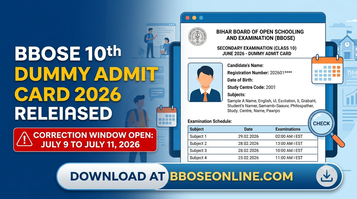BBOSE Class 10th Dummy Admit Card 2026 Released