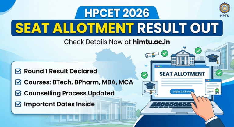 PCET 2026 Seat Allotment Result Out at himtu.ac.in