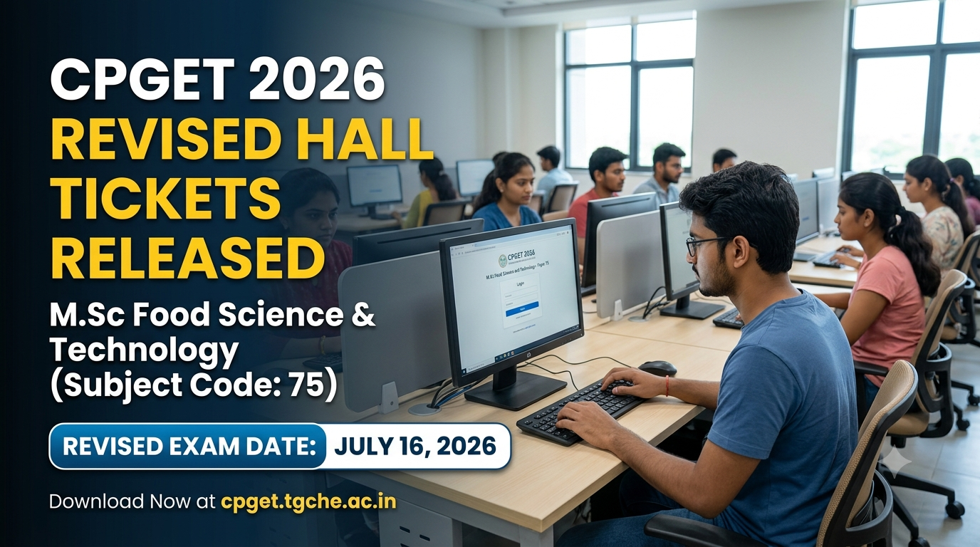 CPGET 2026 Revised Hall Tickets Released for M.Sc Food Science and Technology: Download Now