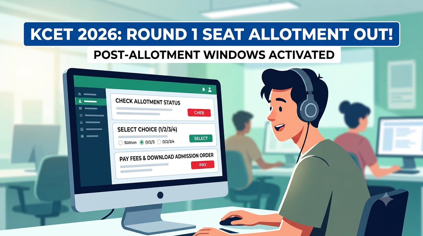 KCET 2026 Round 1 Seat Allotment Schedule OUT; Post-Allotment Windows Activated