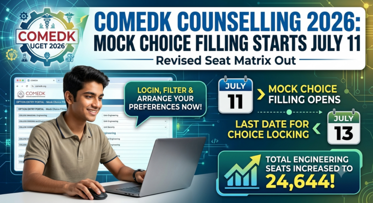COMEDK Counselling 2026: Mock Choice Filling Starts July 11